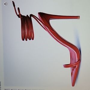 DELONIX REGIA Red lace up stiletto 4" heels sexy strappy open toe nonslip 8 NEW…
